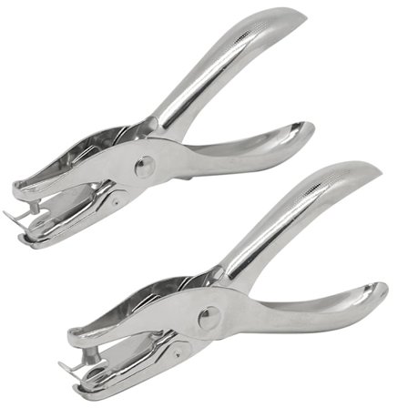 1/4"/(6 mm) ja 1/8"(3 mm) pieni yksireikäinen rei'itin, 8 arkin kapasiteetti, kannettava kädessä pidettävä paperirei'itin ja lipunrei'itin (2 kpl)