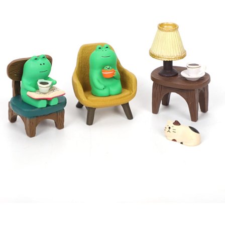 Pienoiskoossa olevat sammakkohahmot, söpöt hartsista valmistetut sammakkohahmot kodin sisustukseen, mini sammakkopuutarhapatsas, hauska sammakko 