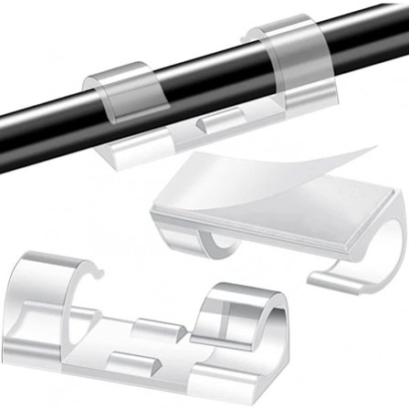 (20-pack) Självhäftande kabelhållare - Kabelklämmor Transparent S