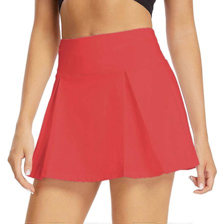 Høymidjet badeskjørt for dame med innershorts, sikkerhetsshorts, strandskjørt, svart S Rød L