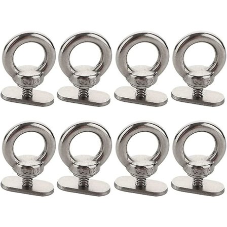 8-pack full 316 rostfritt stål, spårmonterad surrningsögla, håller bungee-sladd eller rep upp till 0,6 tum, marin hårdvara