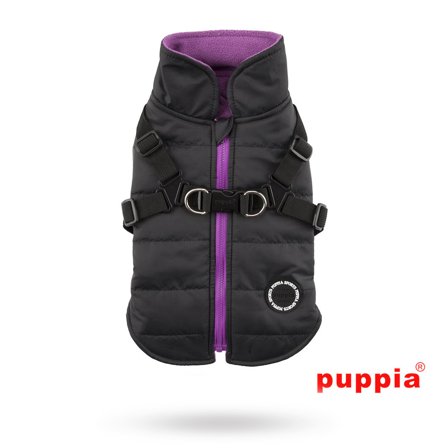 Puppia - Mountaineer II Black - Fôret Hundedekken med Integrert Sele - Klassiske hundeseler, step-in, jacket seler, trekkseler, vinterseler & Y-seler 