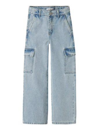 name it Nkfrose Hw Wide Cargo Jeans 6190-Bs Noos - Blue - 164