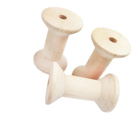 3 stk Vintage Trespoler i Tre, Lys Gul, 47mm