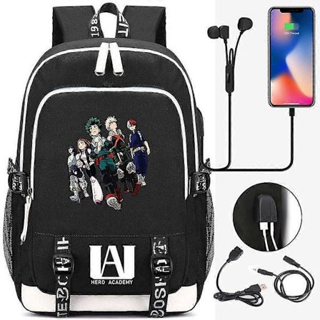 MHA Ryggsekk Anime My Hero Academia Cosplay Skolesekk One For All Unisex Deku Skoleveske All Might Mochila