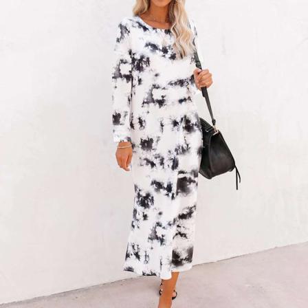 Kvinnor Färg Sömmar Sundress Kortärmad T-shirt Klänning