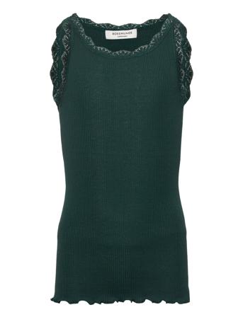 Silk Top W/ Lace T-shirts Sleeveless Grønn Rosemunde Kids*Betinget Tilbud