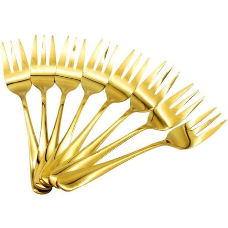 Pöytähaarukat Ruostumatonta terästä Jälkiruokahaarukat 8 kappaleen pakkaus Kultaiset Pienet Kakkuhaarukat Juhlat KLB