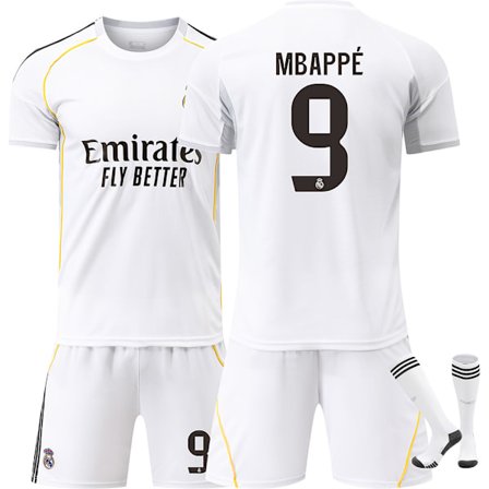 25-26 Real Madrid Hjemmebanetrøje Fodbold Sæt til Børn og Voksne - NO.9 MBAPPE
