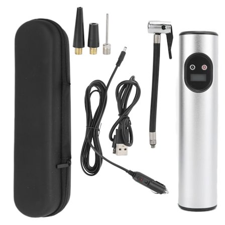Trådløs Luftpumpe Bærbar Multifunksjonell Oppladbar Digital Skjerm Belysning Inflator Sølv