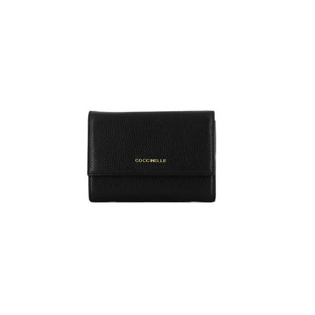 Coccinelle Metallic soft wallet , Zwart , Dames , Maat: ONE Size Portefeuilles