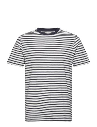 Striped Ss T-Shirt T-shirts Short-sleeved Marineblå GANT*Betinget Tilbud