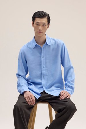 NN07 Colby Shirt male Blue LENZING ECOVERO Viscose