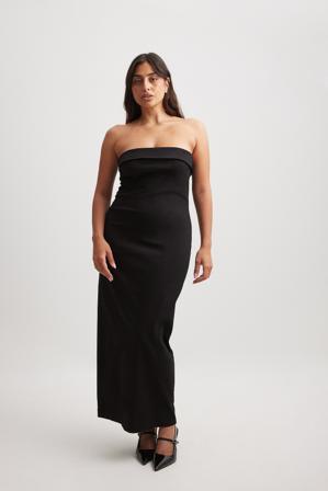 NA-KD Robe bandeau longue avec revers - Robes bandeau - Noir - EU 40