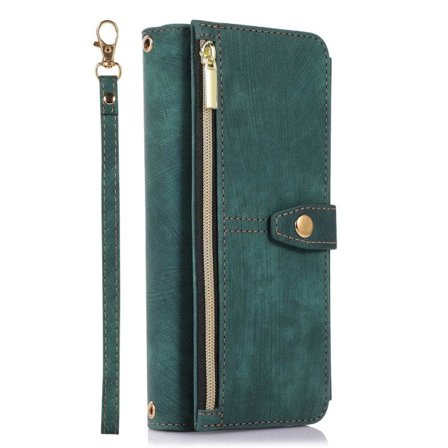 Fodral till Samsung Galaxy S23, Zipper Flip Läder Grön