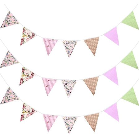 19,7ft Stof Bunting Banner Trekant Vintage Flag