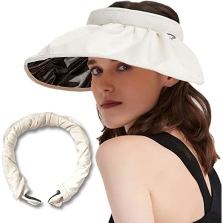 Dame Visor, Anti UV Sol Visor Cap, Bredbrem Strandhatt, Sol P
