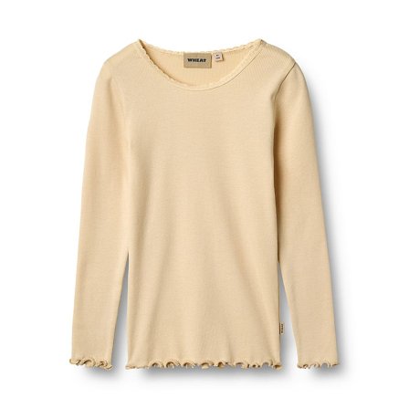 WHEAT Rib T-Shirt Long Sleeve Reese Macadamia Str 140/10 år, Tøj & Bolig, Børnetøj, Børneundertrøjer