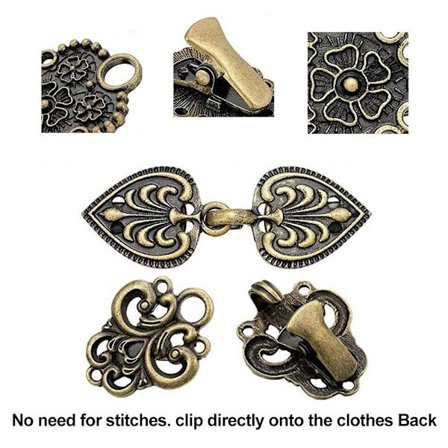 4 st Vintage Tröja Virvel Clip Retro Sjal Krage Spänne Cape Kappa Clips Kofta Clips Klänning Skjorta Brosch Clip för Flickor Kvinnor