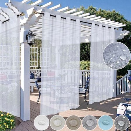 2 Ulkovaloverho Valkoinen 132x213cm Vettä Hylkivä - Ruostumattomasta Teräksestä Metallirenkaat Ilman Narua Konepestävä Terassille Parvekkeelle Puutar