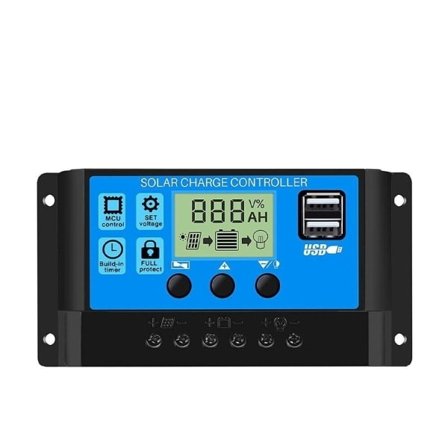 Aurinkopaneelin Lataussäädin 30A 20A 10A 12V/24V LCD-säädin Kaksois-USB 30A
