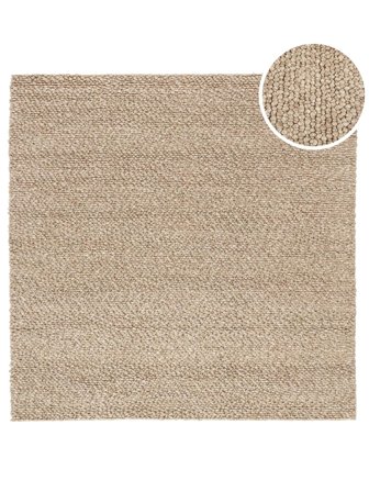 Wool Rug Plain (Single Colored) Bubbles Beige Square Large Oeko-Tex