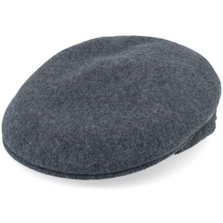 Kangol - Grå earflap Keps - Wool 504 Earlap Dark Flannel Flat Cap @ Hatstore