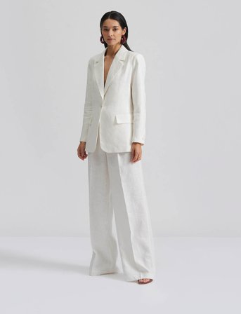 Malina Vera Fitted Linen Blazer - White - S