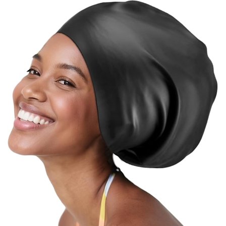 Ekstra stor silikonbadehette for langt hår - Vanntette badehetter for voksne; komfortabel, rivebestandig badehette for å holde håret tørt