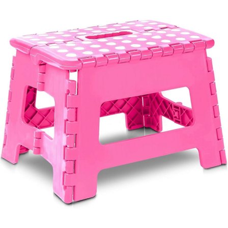 Sammenleggbar krakk - 9" - Supersterk sammenleggbar krakk - Lettvekt for barn og voksne med 136 kg kapasitet (rosa)