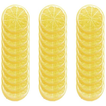 30 stycken konstgjorda plastcitronklyftor realistisk simulering citron dekorativa frukter bröllop prydnad