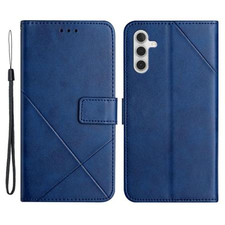 SKALO Samsung A34 5G Kohokuvioitu PU Nahka Lompakkokotelo - Sini Blue