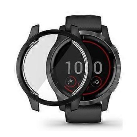 HAT PRINCE Elektropläterad Heltäckande TPU Skyddande Klockfodral Kompatibel För Garmin Venu 2S 40mm / Vivoactive 4S 40mm (Svart)