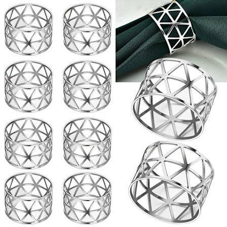 Serviettringer Sølv, 10-pakning hule metallserviettringer, universelle serviettringer, borddekorasjon, serviett holdere, serviettring