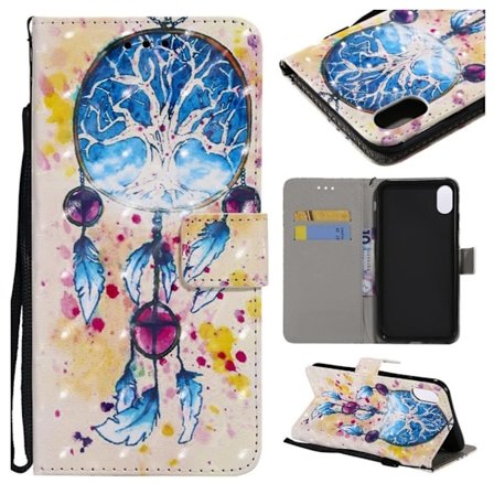 iPhone Xs Max flip cover i læder med lyspletmønster - Dream Catcher