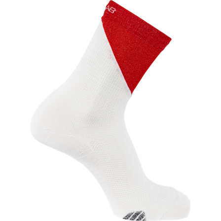 Salomon - Strømper Strømper S/lab Phantasm Crew - White / Fiery Red