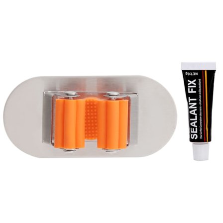 Rostfritt stål Mopp Kvasthållare Organizer Självhäftande Väggmonterad Moppställ för Garage Kök Badrum Halvcirkelbas