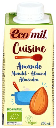 Ecomil Mandel fløde cuisine Ø 200 ml, Helse & Madvarer, Mælkefri Drikke, Mandeldrik