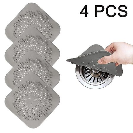 4 Pack Hair Catcher,square Hair Drain Cover For Shower Hair Stopper With Suction Cup,easy To Install Suit For Bathroom,bathtub,kitchen