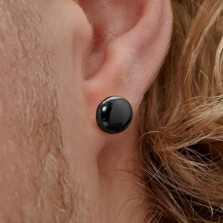 8 mm Zwarte Stalen Knoop Stud Oorbel voor mannen - Stud Oorbellen