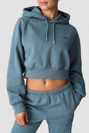 Everyday Cropped Hoodie Wmn Steel Blue