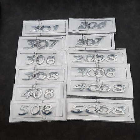3d Abs Chrome Sølv Sort Bil Bagagerum Nummer Emblem Mærkat Til Peugeot 206 207 301 307 308 408 508 2008 3008 4008 5008
