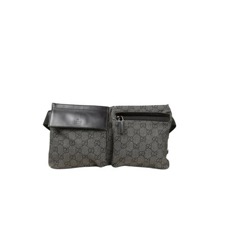 Gucci Vintage, Pre-owned Gucci GG Canvas Double Pocket Waist Bag Zwart, Dames, Maat:ONE Size