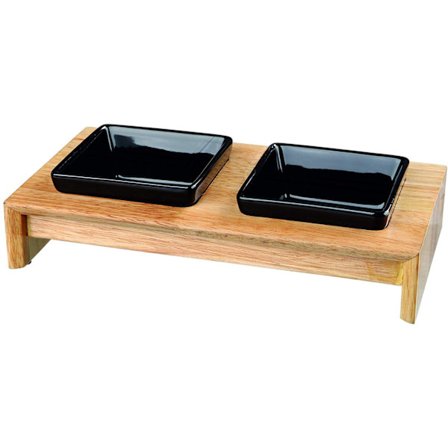 Keramik-/ set - för hundar 2 x 0,2 L/10 cm, 28 x 5 x 15 cm, svart