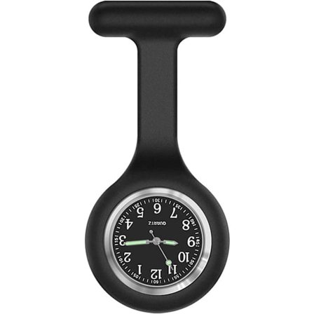 Hoitajan kello, kiinnitettävä kelloketju, terveydenhuollon työskentelyyn, hehkuva osoitin pimeässä, silikoniranneke nastalla/kiinnikkeellä, analogi-