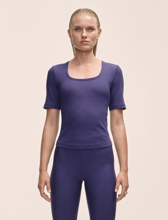 Casall Scoop Rib Tee - Purple - 34