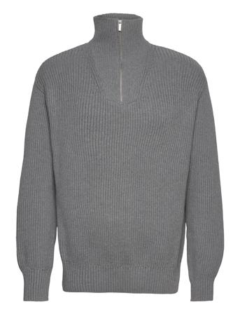 Slhdry Ls Knit Relaxed Half Zip Tops Knitwear Half Zip Jumpers Grey Selected Homme