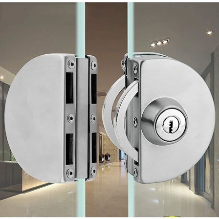 Glasdørslås i rustfrit stål uden boring Dobbelt glasdørslås Dobbelt central glasdørslås