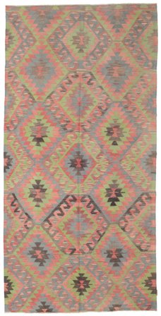 Kelim Vintage Türkei Teppich Handgewebt 177X357 Orange/Grau Türkei