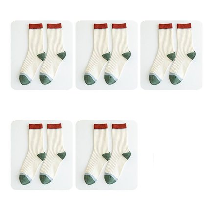 5 par Harajuku Retro Sokker Stribede Dame Sokker HVID